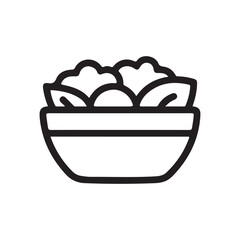 Salad Bowl Icon Healthy Food Symbol Isolated on White Background