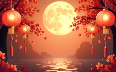 set of mid autumn festival. High quality