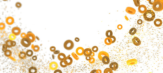 Abstract background with golden rings and sparkles. Perfect for celebratory designs.