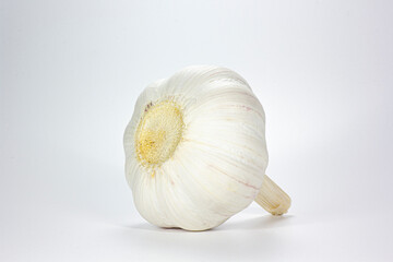 Garlic close-up on white background