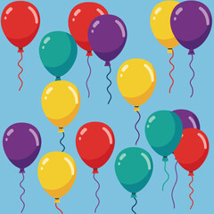 Obraz premium Colorful balloons floating against a light blue background, perfect for celebrations