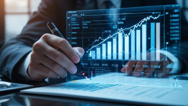 Analyzing financial data with interactive graph for investment strategy success - Powered by Adobe