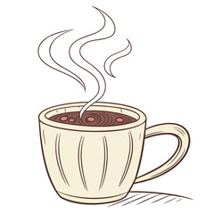 Obraz premium Mug with Hot Chocolate Vector | Generative AI & Linocut Silhouette Design