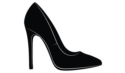 Elegant black stiletto high heel shoe with a pointed toe and slender heel on a white background classic footwear style
