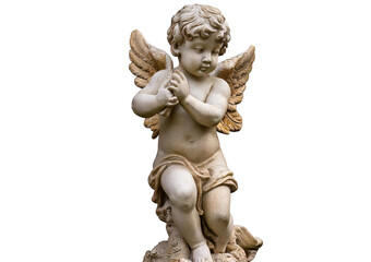 Cupid cherubs statue isolated on a transparent or white background