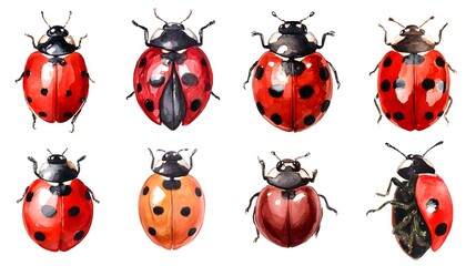 Obraz premium Watercolor ladybug seamless pattern isolated on white background. hand drawn watercolor illustration