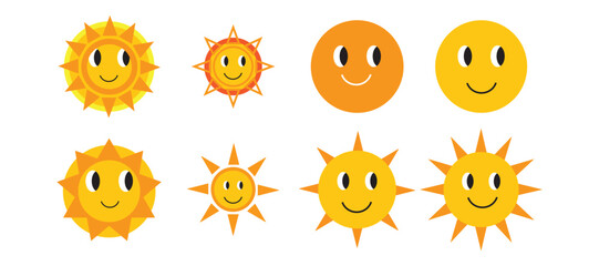 a set of sun clip art vector design set. summer sun vector collection design and sign symbol. 