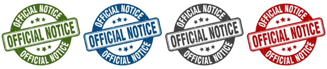 official notice stamp. official notice round stamp set isolated on white background