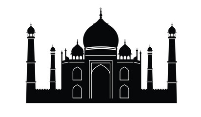 Iconic silhouette of the taj mahal mausoleum a famous monument in agra india a symbol of love and architectural beauty