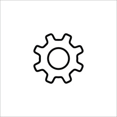 Simple black gear icon silhouette isolated on white background