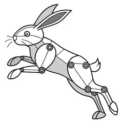 Illustration of a jumping hare isolated on white background in cartoon style