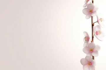 Single branch with delicate pink cherry blossoms, ideal for text overlay, background decoration, and spring-themed projects