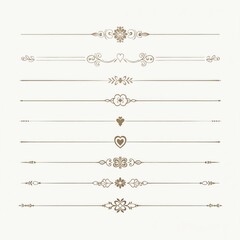 Obraz premium Collection of vintage decorative line dividers with floral, heart motifs. Intricate swirls, ornate scroll elements offer elegant page breaks, borders. Ideal for invitations, certificates, ornate