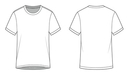 Naklejka premium Blank white t shirt front and back view isolated on white background for design and mockup purposes