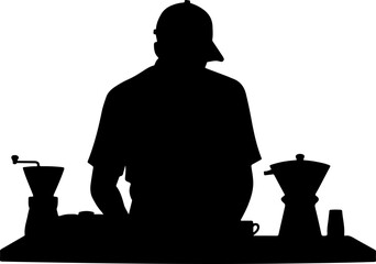 Coffee Shop Silhouette Scene