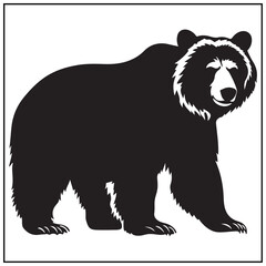 Obraz premium Vector art of black bear silhouette isolated on white background
