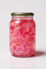 Photorealistic close-up of a jar of pickled ginger