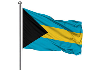 Flat Display of Bahamas Flag on Vertical Pole with Vibrant Colors – Transparent Background