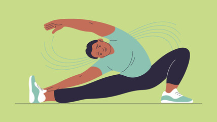 athlete performing a side lunge stretch vector illustration