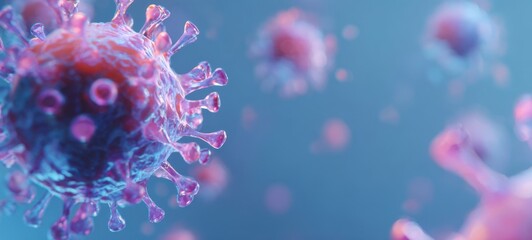 The detailed visualization of virus particles in a scientific context.