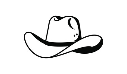 Classic western cowboy hat silhouette icon isolated on white background for country music and rodeo themes