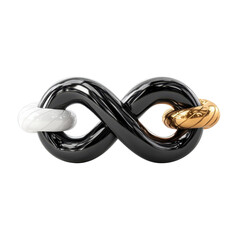 Fototapeta premium Metallic Infinity Symbol with White and Gold Links, Representing Eternity, Connection on transparent background