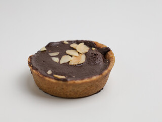 Chocolate pie on white background