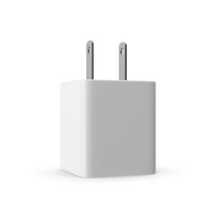 White USB Power Adapter Plug isolated on transparent background