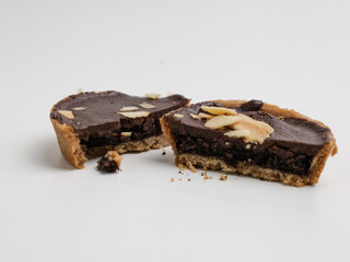 Chocolate pie on white background