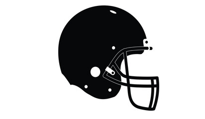 Naklejka premium Classic black american football helmet with protective face mask viewed from the side against a white background