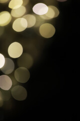 Abstract Blurred Bokeh Lights in Dark Background - Soft, Warm, Dreamy Illumination