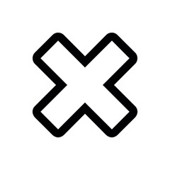 Fototapeta premium A bold black outline of an x shape with rounded edges against a white background creating a simple icon