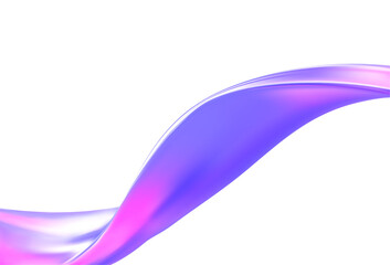3d abstract holographic wave with glossy texture – smooth curved shape in iridescent gradient colors, futuristic transparent ribbon element for modern design, minimal background, y2k style

