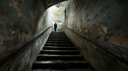 Stairwell where footsteps echo but no one climbs