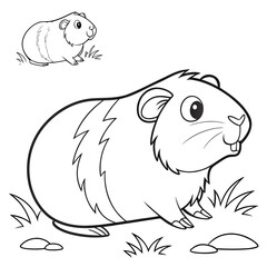 guinea-pig-coloring-page of vector illustration