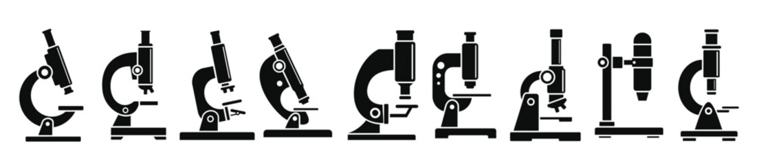  lab microscope icon set simple style