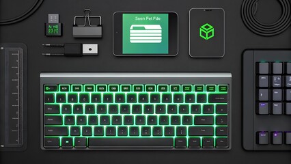 Rgb keyboard mechanical keyboard gaming keyboard tech gadgets desk setup workstation modern workspace