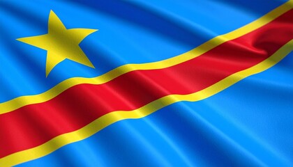 Fototapeta premium Waving Flag of the Democratic Republic of the Congo