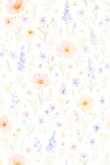 Soft Wildflower Watercolor Floral Pattern
