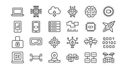 Technology icons abstract digital concepts computer