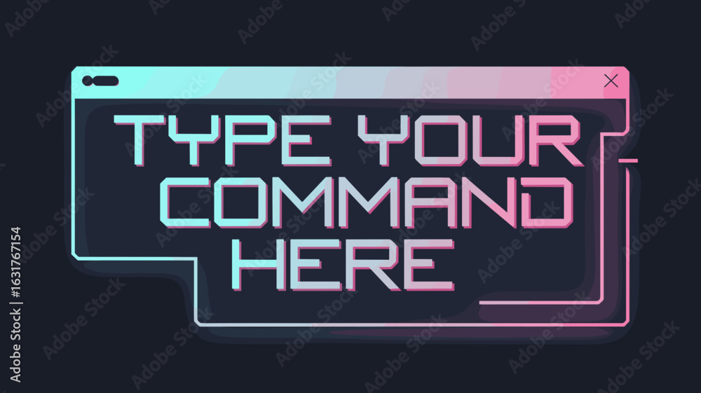 Wall mural bold vector command prompt in neon tones – ideal for web development guides, cyber aesthetics, or di