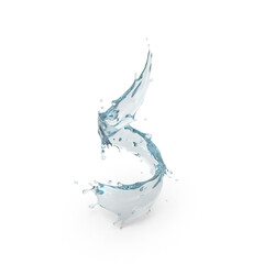 Twisting Water Splash with Droplets Isolated on Transparent Background