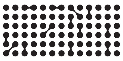 Metaball black and white Vector Background. Liquid morphing connected blobs template. Organic tech geometric backdrop.