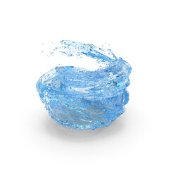 Dynamic Swirling Blue Water Splash Isolated on Transparent Background