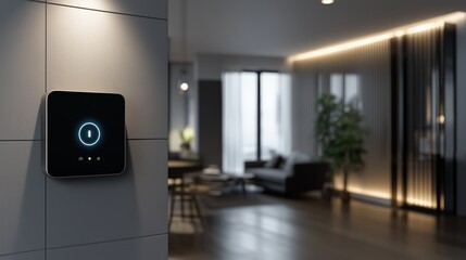 Smart home control hub glowing in modern interior