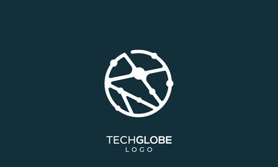 Minimal Digital technology World globe logo 