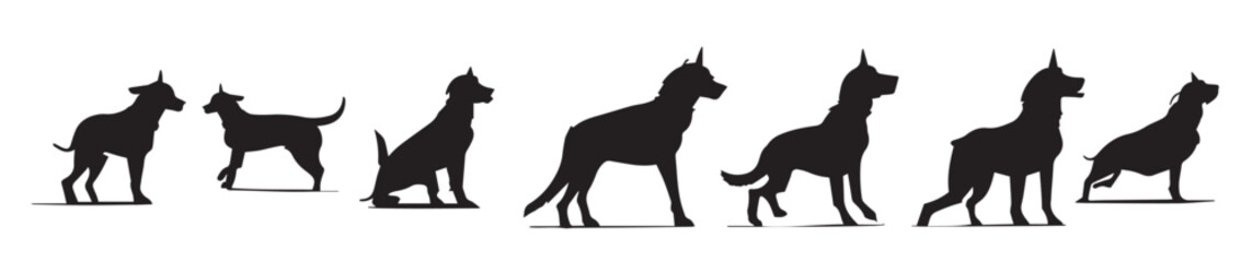 dog silhouette set in white background