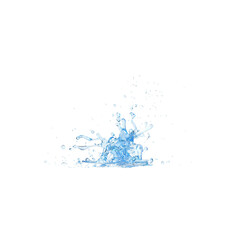 Blue Water Splash with Droplets Isolated on Transparent Background