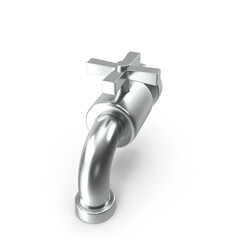 Silver Water Faucet Isolated on Transparent Background