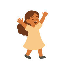 happy girl wearing a dress. vector illustration